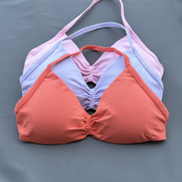 Petit soutien-gorge haut en nylon mat bleu clair dos nu soutien-gorge à bretelles sans couture barre de fitness petit soutien-gorge de yoga