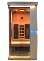 Sauna infrarroja de madera de cedro rojo de espectro completo para 1 persona, calentador EMF bajo para uso en apartamento/dormitorio