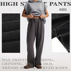 Pantalon large pour homme <span class=keywords><strong>en</strong></span> coton pur 430G, style batik délavé, effet vieilli et déchiré, coupe mode à jambe courbée, collection automne-hiver - Product Image 2