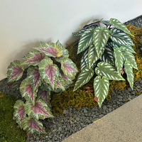 Feuilles de bégonia artificielles de haute qualité, aspect réaliste, toucher naturel, plastique, faux feuillage pour balcon intérieur/extérieur, jardin domestique