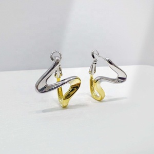 Boucles d'oreilles créoles unisexes en cuivre plaqué rhodium, style classique, géométriques, pour usage quotidien, hip-hop occidental, mode simple - Product Image 5