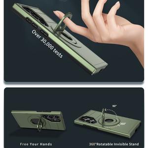 Anneau magnétique à fenêtre coulissante 360 coque de support rotative adaptée à <span class=keywords><strong>Samsung</strong></span> S24 S23 S22 Ultra PlusTPU + étui de protection pour téléphone PC - Product Image 4