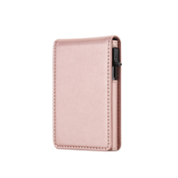 Porte-cartes magnétique professionnel haut de gamme, couleur unie, avec système pop-up, portefeuille en cuir fin, classique, rétro, portable, unisexe, organiseur de voyage