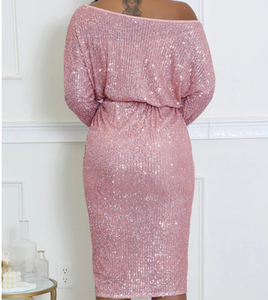 Nuovo Abito da Sera con Paillettes per Donna, Vestito Elegante con Spalla Obliqua per Cerimonie Formali e Serate Chic - Product Image 4