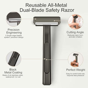 Rasoir personnalisé OEM pour peaux sensibles, outil de rasage pour hommes, rasoir à double lame - Product Image 2