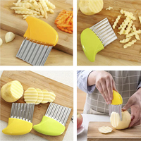 Cuchillo manual de acero inoxidable para frutas, cortador de patatas onduladas, cortador de patatas fritas, rebanador de patatas fritas