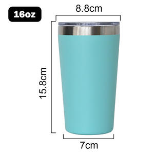 Gobelet isotherme à double paroi avec logo personnalisé, en acier inoxydable, pour café, voyage, 16 oz, gobelet moderne de qualité supérieure avec couvercle - Product Image 5