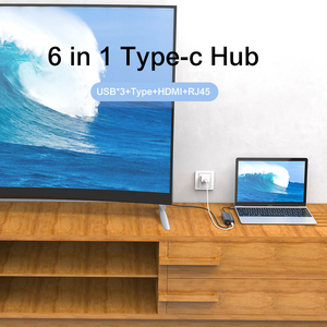 Док-станция Type C 6 в 1, 6-портовая док-станция, независимый коммутатор, 3-портовый USB3.0 + HDTV + гигабитная сетевая карта + PD - Product Image 6