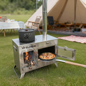 Four à pizza poêle à <span class=keywords><strong>bois</strong></span> <span class=keywords><strong>de</strong></span> luxe 9 "Portable en fonte acier inoxydable hauteur réglable conception pliante pour chauffage <span class=keywords><strong>de</strong></span> tente <span class=keywords><strong>de</strong></span> camping - Product Image 1
