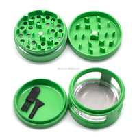 Moulin à herbes, tabac et épices en aluminium anodisé à 4 couches, 63 mm, à trois ouvertures latérales, finition céramique, portable, logo personnalisé, vente en gros