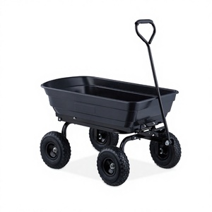 Chariot de jardin pliable en polyéthylène 37x8.27x20 pouces avec pneus pneumatiques de 10 pouces à dégagement rapide breveté, capacité de 600 lb pour transporter terre, paillis et gravier ODGGAR025 - Product Image 1