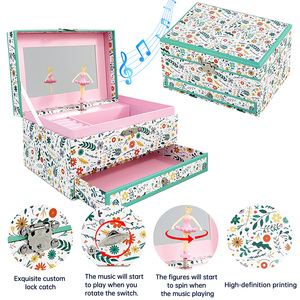 Caja Musical de Joyerí<span class=keywords><strong>a</strong></span> con Diseño Personalizado al por Mayor de Fábrica, Caja Musical con Cajón y Estampado Floral para Regalo de Cumpleaños para Niñas - Product Image 4