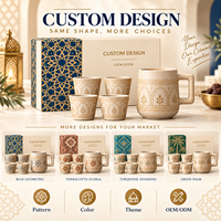 Ensemble de tasses en céramique de qualité supérieure avec un design géométrique élégant gravé au laser, ensemble de tasses à café en céramique en gros