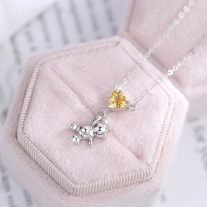 Collier pendentif ours en pierre naturelle taillée en forme de cœur de 5 mm, en argent S925, cadeau de mariage pour femmes - Product Image 5