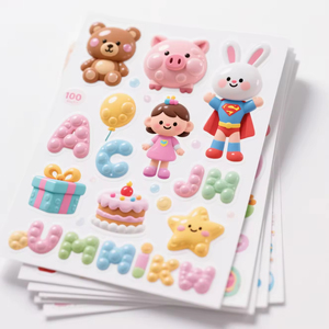Customized Wholesale Best Selling Fluffy Cartoon Stickers <b>Kids</b> Cute Colorful Stickers 3D <b>Bubble</b> Stickers - Product Image 3