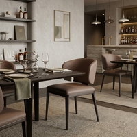 Chaises de salle à manger minimalistes avec cadre en fer et cuir huilé, dossier amovible et lavable, pour hôtels et cafés