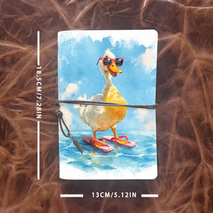 Cahier A6 de style vintage avec fermeture à cravate 160 pages Cadeau de notes de réunion idéal pour les partenaires franchisés avec canard portant <span class=keywords><strong>Sungl</strong></span> - Product Image 4