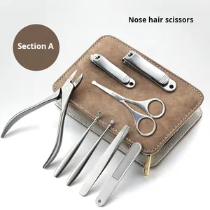 8pcs Professional Manicure Tools Set High Quality Stainless Steel Finger And Toe Nail Clipper With PU Leather Custom Logo