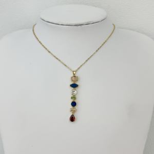 Collane Lunghe con Pendente in Cristallo Colorato, Nuova Elegante Collana con Pendente a Cuore in Rame e Zirconi Dorati, Gioielli con Catena - Product Image 4