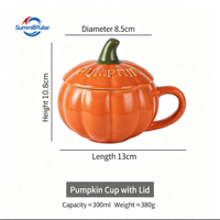 Mug en céramique créatif et personnalisé, style bohème, en forme de citrouille de Noël, sans cuillère, pour cadeaux d'affaires, avec couvercle