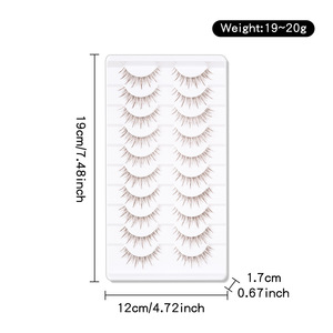 Cils coréens en gros à marque privée, effet œil de chat, style <span class=keywords><strong>manga</strong></span>, tige transparente, réutilisables, 0,07 mm, cils anime naturels et effilés - Product Image 5