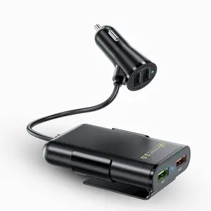 मल्टी चार यूएसबी पोर्ट क्यू 3.0 बैकसीट क्लिप कार चार्जर एक्सटेंशन कॉर्ड लंबी केबल के लिए आईफोन रियर सीट फास्ट कार चार्ज एडाप्टर