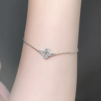 Bracelet Tennis de Luxe Classique Vintage Trèfle à Quatre Feuilles en Platine Pt950 avec Diamants de Laboratoire pour Femme – Vente en Gros