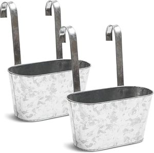 Maceta Rectangular de Hierro para Colgar, Maceta para Suculentas de Exterior, Maceta para Barandilla de Balcón y Jardín con Orificio de Drenaje - Product Image 2