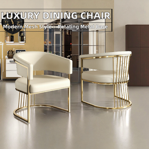 Silla Moderna de Malla Metálica con Asiento Giratorio, Silla de Comedor de Lujo para Oficina, Salón de Belleza, Maquillaje y Uso Múltiple - Product Image 2