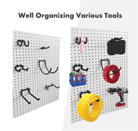 Crochet porte-outils pour panneau perforé, revêtu de vinyle, accessoires pour panneau perforé, outils électriques à suspendre au mur pour garage, jardin, atelier