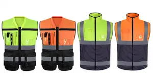 ANSI Class 2 Hi Vis Road Construction Traffic Duty Work Vest High Visibility Reflective Safety Vest