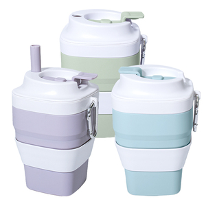 Tasse pliable portable en silicone de qualité alimentaire avec couvercle et paille, anti-fuite, compatible lave-vaisselle et micro-ondes, design moderne - Product Image 6