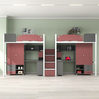 Lit superposé combiné avec bureau et armoire, lit de dortoir moderne en fer pour étudiants universitaires, appartements, structure intégrée supérieure/inférieure