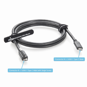 Kabel Pengunci Sekrup Tunggal USB 3.1 Gen2 Tipe-C Male untuk Kamera Visi Mesin, Perangkat Pengukuran, Kabel Daya 10Gbps 5A - Product Image 2