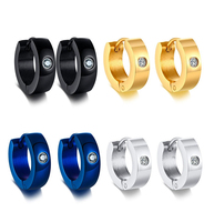 Boucles d'oreilles en acier inoxydable pour femmes bijoux en Zircon noir et bleu avec placage à l'or accessoire de mode populaire