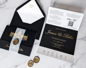 Invitation de mariage en acrylique de luxe pour la mariée et le marié Billette d Invitation Mariage Détails du mariage et une illustration du lieu - Product Image 2