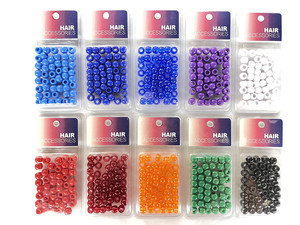 Kit de perles de <span class=keywords><strong>cheveux</strong></span> Accessoires pour <span class=keywords><strong>cheveux</strong></span>, différentes couleurs 9mm 35 pièces/boîte, perles à gros trous utilisées pour les tresses Perles en plastique - Product Image 5