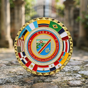 Pièces de monnaie en alliage de zinc émaillé, plaquées or, double face, avec bord torsadé, logo drapeau multinationaux en relief 3D, personnalisées, souvenirs - Product Image 2