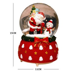Globe à eau de Noël écologique <span class=keywords><strong>en</strong></span> résine <span class=keywords><strong>avec</strong></span> Père Noël, bonhomme de neige, sapin de Noël, flocon de neige lumineux et musique, artisanat peint à la main - Product Image 2