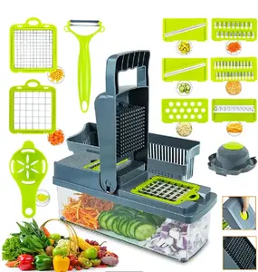 商务热卖15合1厨房工具洋葱切割机削皮器厨房配件食品切片机蔬菜切碎机
