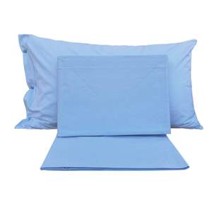 Ensemble de draps en coton bleu clair, taille double allemande, taies d'oreiller incluses - Product Image 1