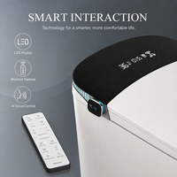 Toilette intelligente de luxe avec bidet intelligent, cuvette allongée, télécommande, capteur de pied, chasse d'eau automatique, siège chauffant, design moderne