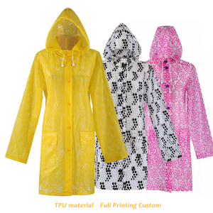 Impermeable Transparente Personalizado <span class=keywords><strong>para</strong></span> <span class=keywords><strong>Mujer</strong></span>, Talla Adulto, Ligero, Simple, <span class=keywords><strong>de</strong></span> TPU Degradable, con Estampado Completo, con Capucha y Bolsillos - Product Image 1