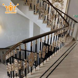 ราวจับอลูมิเนียมหล่อแบบยุโรปสำหรับวิลล่าราวบันไดแบบวงกลมราวบันไดอลูมิเนียมอัลลอยด์ราวบันไดกระจก - Product Image 2