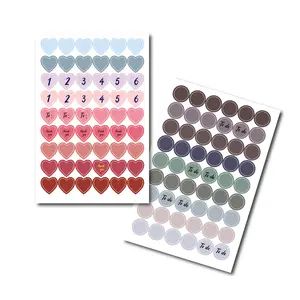 Circle Dot Heart DIY Writable Paper Stickers For Diary Notebook Color Dot Heart Stickers Planner Stickers Sheet