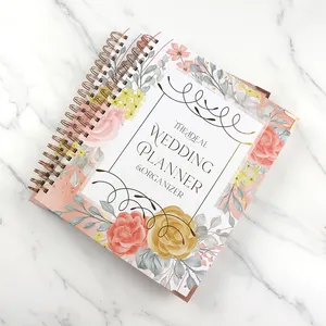 2024 Impressão luxuosa espiral personalizada do caderno do organizador do planejador do casamento