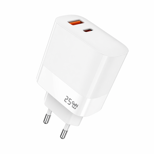 <span class=keywords><strong>Chargeur</strong></span> <span class=keywords><strong>rapide</strong></span> Cantell 25W double USB A+C PD avec sortie 5V/3A pour la maison et les voyages, compatible avec les prises US/EU/UK et les téléphones mobiles - Product Image 1