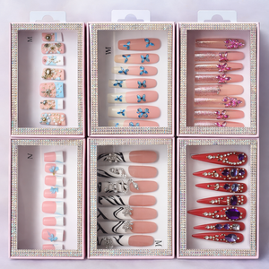 <span class=keywords><strong>Uñas</strong></span> Postizas Acrílicas 3D Hechas a Mano, <span class=keywords><strong>Cortas</strong></span> y Cuadradas, con Logotipo Personalizado y Empaque <span class=keywords><strong>de</strong></span> Proveedor, Venta al Por Mayor - Product Image 1