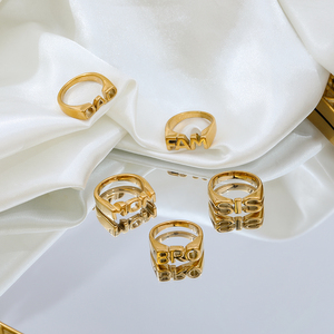 Trendy Tarnish Free High End 18K Gold Plated MOM <strong>DAD</strong> SISTER Stamp <strong>Ring</strong> for Women Stainless Steel Jewelry - Product Image 6