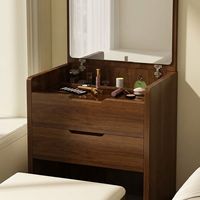 Nouvelle coiffeuse étroite de style chinois en bois d'hévéa haut de gamme avec rangement dissimulé et éclairage LED pour maquillage de luxe